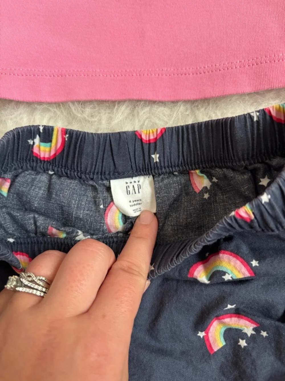 GAP & Gymboree Girls Pink Tank Top with Navy Rainbow Print Shorts Summer Set